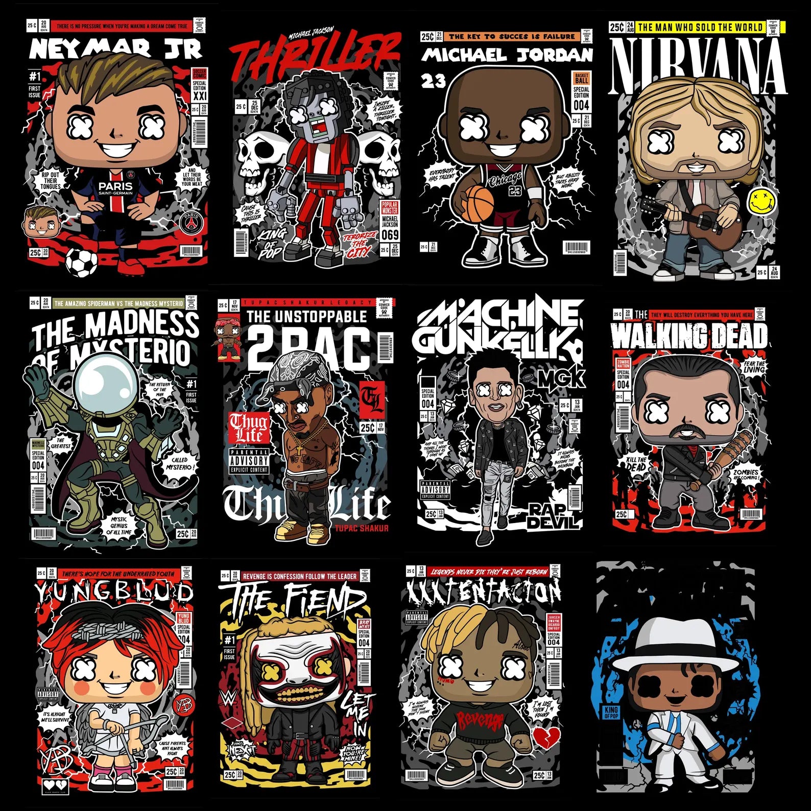200+ Collectible Pop Art Streetwear PNG Bundle | Urban Character T-Shirt Design Pack