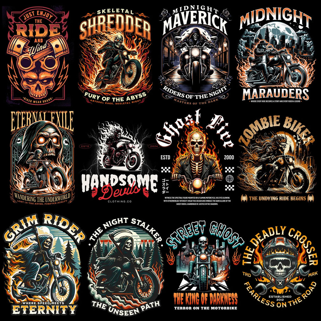 500+ Biker & Motorcycle Streetwear PNG Bundle | Vintage Rider T-Shirt Design Pack for POD