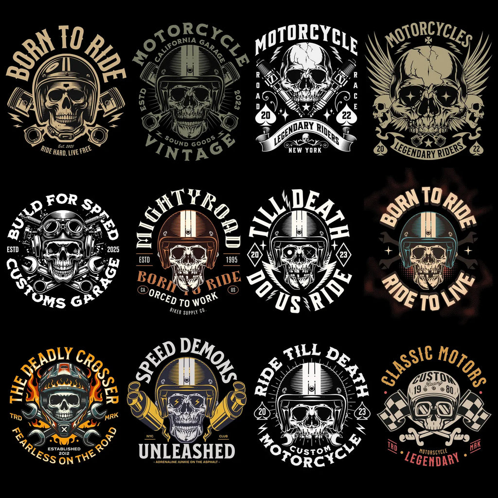 500+ Biker & Motorcycle Streetwear PNG Bundle | Vintage Rider T-Shirt Design Pack for POD