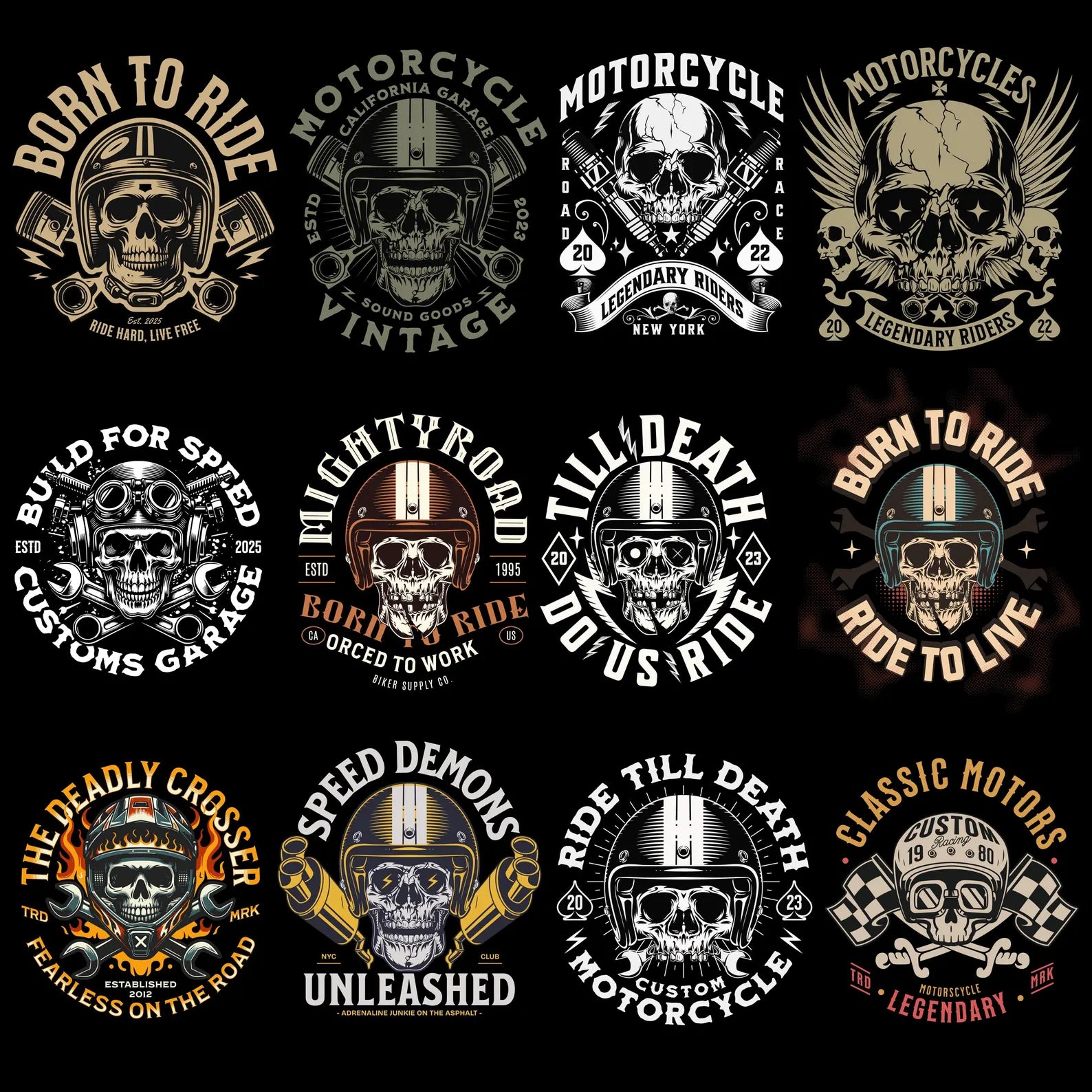 500+ Biker & Motorcycle Streetwear PNG Bundle | Vintage Rider T-Shirt Design Pack for POD