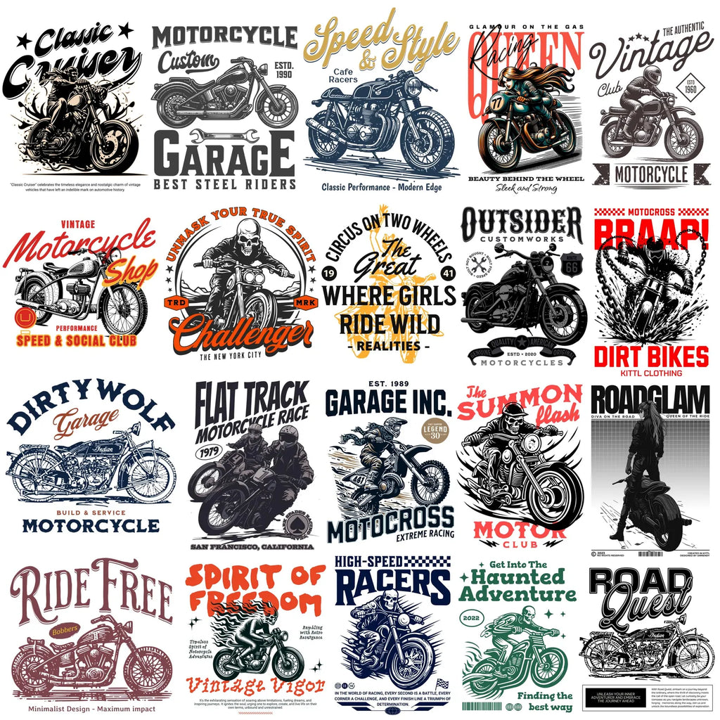 500+ Biker & Motorcycle Streetwear PNG Bundle | Vintage Rider T-Shirt Design Pack for POD