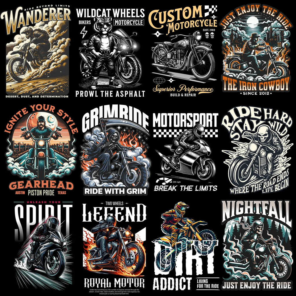 500+ Biker & Motorcycle Streetwear PNG Bundle | Vintage Rider T-Shirt Design Pack for POD